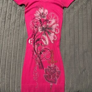 Vintage Ed Hardy hot pink dress